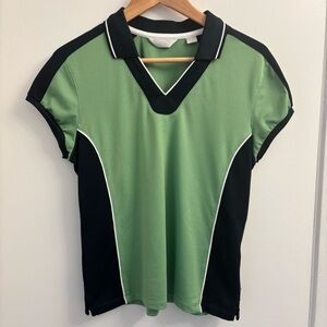 Callaway Women's Blue‎ and Green V-neck Cap Sleeves Polo Golf Shirt Size Medium